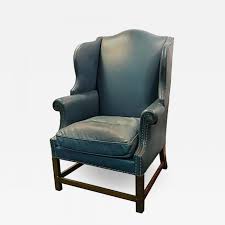 Wonderful Wingback Chair With Beautiful Blue Original Leather Upholstery Shop wingback chairs at walmart!