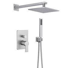 Bathroom Shower Faucet System Hmegao Brushed Nickel Shower Faucet Set With 8 High Pressure Rainfall Sho Shower Faucet Sets Shower Faucet Rainfall Shower Head