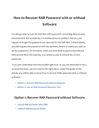 To complete this method, you will not require any paid software or . How To Recover Rar Password With Or Without Software By Irene Field Issuu