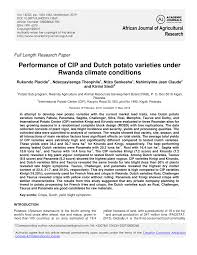 pdf performance of cip and dutch potato varieties under