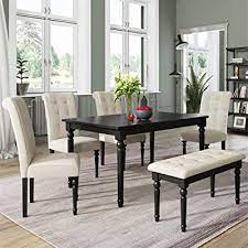 Upholstered chairs dining chairs legs furniture home decor decoration home parsons chairs room decor upholstering chairs. Buy Pucloce 6 Piece Dining Table Set Home Small Dining Table Set With Tufted Bench Wooden And 4 Upholstered Dining Chairs Kitchen Table Set Rectangle Kitchen Table And Chairs For Small Spaces