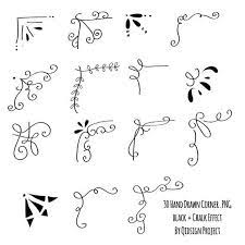 30 Hand Drawn Corner Clipart Chalk And Black Scrapbook Embellish Invitation Chalkboard Blog Graphics Commercial Use Disegni A Mano Idee Per Scrapbooking Idee Per Diario