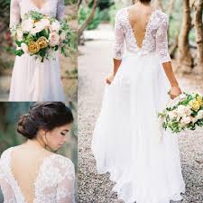 Your dream dress awaits, at a fraction of retail. Discountcheap Bohemian Wedding Gowns Lace Applique Dresses V Neck 3 4 Long Sleeves Low Back A Line Sheer Bridal Wedding Dresses Pleats Plus Size From Bestoffers 137 81 Dhgate Com