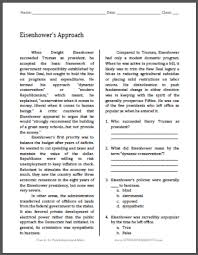 Eisenhower S Approach Free Printable Reading With Questions Apush Ushistory History Education History Worksheets Teaching History