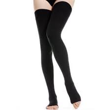 Briteleafs Opaque Compression Stockings Thigh High Firm Support 20 30 Mmhg Open Toe Gradient Compression Small Black Walmart Com Walmart Com