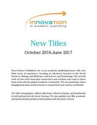 Catalog 2017 Nova Science Publishers By Nova Science Publishers Issuu
