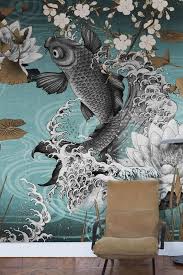 Londonart Koi Kunst Behang Muurschildering Behang Muurschildering