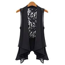 Day Lin Mantel Kleidung Damen Frauen Schlank Asymmetrische Chiffon Cardigan Weste Lange Spitze Clip Westen Weste Naryady Zhenskie Bluzki Zhenskaya Odezhda