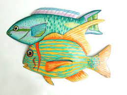 Metal Wall Art Tropical Fish Wall Hanging 14 Fish Painted Metal Art Beach Decor Tropical Decor Outdoor Metal Wall Art Metal Fish Wall Art Fish Wall Art
