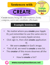 Sentences With Create Definition And Example Sentences Example Sentences Sentence Examples Sentences Definitions