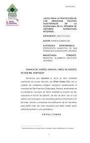 JUICIO PARA LA PROTECCIÓN DE LOS DERECHOS POLÍTICO ELECTORALES DE LA  CIUDADANÍA EN EL RÉGIMEN DE SISTEMAS NORMATIVOS INTERNO