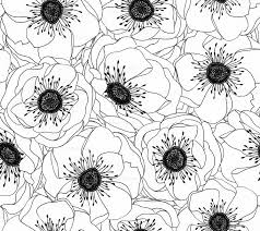 Anemone Flower Tattoo Black And White Colorful Fabrics Digitally Printed By Spoonflower White Anemones White Anemone Anemone Prints