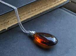 Amber Fire Amber Crystal And Sterling Silver Necklace By Etsy Amber Jewelry Teardrop Jewelry Sterling Silver Necklaces