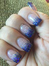 Gel Nails Blue Purple Glitter Purple Glitter Nails Blue Nails Gel Nails