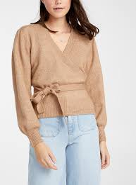 Belted Crossover Sweater Icone Shop Women S Sweaters And Cardigans Fall Winter 2019 Simons