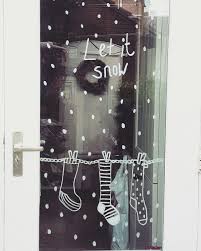 Raamtekening Krijtstift Winter Kerst Let It Snow Krijtstift Kerst Kerst Ramen