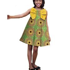 Baby Girl African Dress For Little Princess Casual Sleeveless Knee Length A Line Girls Dress Big Bow African Fashion Skirts African Dresses For Kids Short African Dresses