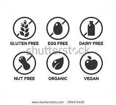 Set Of Icons Illustrating Absence Of Common Food Allergens Gluten Dairy Egg Nuts Plus Vegan And Organic Signs Food Allergens Gluten Free Symbol Icon