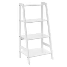 Encasa Leiterregal Standregal Badregal Treppenregal Nachbildungegal Weiß 90x43x32cm