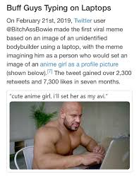 Kdokoliv Uzasne Snazit Se Buff Guy On Laptop Nevidim Drak Mart