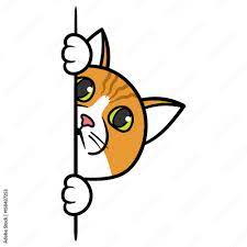 Cartoon Curious Peeking Cat Vector Illustration Stock Vector | Adobe Stock