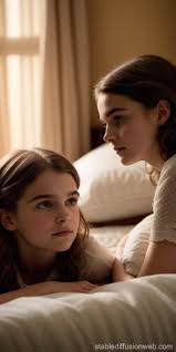 Sophie Nelisse and Dafne Keen Sharing a Bed | Stable Diffusion Online