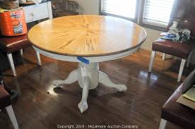 8' x 48 farm table. Mclemore Auction Company Auction Mini Farm Liquidation In Williamson County Tnfarm Equipment Tools Furniture Electronics Appliances Glassware And Collectibles Item Round Dining Table With 24 Leaf
