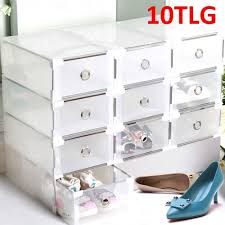 10x Transparent Schuhkarton Schuhaufbewahrung Schuhbox Schublade Stapelbar Raff Schuhaufbewahrung Schuhkarton Schubladen