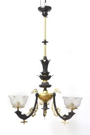 Black And Gold Light Fixture Eastlake Three Light Gas Fixture In Black And Gold Antique Lighting Victorian Lighting Eastlake