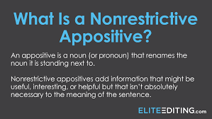 Check out these examples and master how to use appositives correctly. What Is An Appositive Grammar Tips Tricks Elite Editing