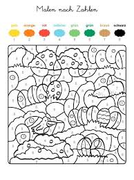 Wenn Ihr Kind Das Ganze Motiv Auf Der Kostenlosen Vorlage Mit Den Farben Ausgemalt Hat Die Den Nummern Ostereier Ausmalen Malen Nach Zahlen Ostern Grundschule