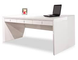 Modern white laptop computer table stand scrivania study writing work escritorios home office desk with hutch. Ultra Modern White Lacquer Executive Desk With Three Drawers Officedesk Com