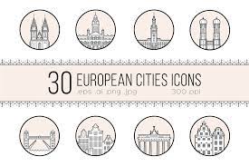Icons Of 30 European Cities Circles Outline Transparent Ppi City Icon Icon City Logos Design