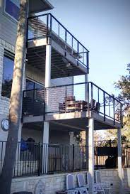 Easy to install picket railings or glass railings from century aluminum railings.century aluminum railing types: Finally Finished This Job Two Tier Deck With Cable Railing Homeowner Loves It Timbertek Azek With Nexan Aluminum Railing Carpentry