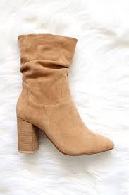 Most thigh high boots and knee high boots are generally sized for a small to medium sized legs. Slouchy Closed Toe Boots With Block Heel Camel Brown
