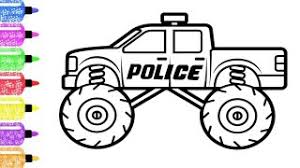 Cara gambar mobil polisi, keren!! Belajar Menggambar Mobil Polisi Monster Truk Youtube
