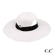 Accessories White Cc Sunhat With Ponytail Hole Poshmark