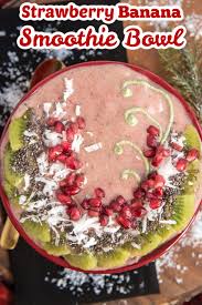 Learn How To Create A Beautiful And Healthy Strawberry Banana Smoothie Bowl With A Festive Holida Strawberry Banana Smoothie Smoothie Bowl Banana Smoothie Bowl