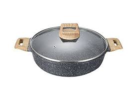 Carote 11 Inch 6 Quart Low Casserole Pfoa Free Stone Derived Non Stick Coating From Switzerland With Lid Wood Effect Handle Suitable Granite Stone Stone Stick