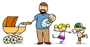 Alleinerziehender Vater mit Baby und Kindern Stock Illustration | Adobe  Stock
