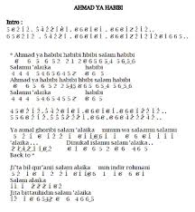Pada kesempatan kali ini saya akan membagikan not pianika lagu nasional yang sangat menyentuh di dalam kalbu. Lirik Lagu Ahmad Ya Habibi