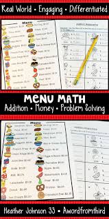 Menu Math Addition Print And Digital Google Slides Math Addition Money Math Money Word Problems