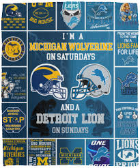 Michigan wolverines fleece college painted design blanketspecifications. Michigan Wolverine On Saturdays And Detroit Lion On Sundays Fan Blanket