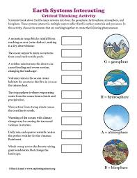 Earth Systems Interacting Critical Thinking Activities Earth Science Activities Earth System Science