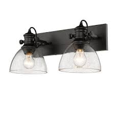 Addisyn 2 Light Vanity Light Finish Black Shade Color Seeded Glass In 2020 Vanity Lighting Bathroom Vanity Lighting Seeded Glass