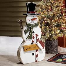 Chunky Wood Cutouts Welcome Snowman From Seventh Avenue Wood Christmas Decorations Gingerbread Christmas Decor Holiday Woodworking Projects