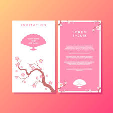 Sakura Japanese Style Invitation Template Vector Invitation Template Invitations Cherry Blossom Wedding Theme