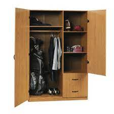 It has two doors that easily open to a spacious wardrobe. Closets Wardrobe Sauder 2 Door Storage Cabinet Oak Finish 404063 Spofs Nationalfurnishing Com