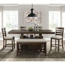 Counter height dining sets are taller, adding height to the space, and allowing for additional seating beyond the traditional four person kitchen table. Rent To Own Elements International 6 Piece Colorado Counter Height Dining Room Collection At Aaron S Today