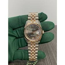 Rolex datejust 36mm stainless steel and yellow gold. Rolex Datejust 36mm 126231 Steel Rose Gold Watch Dark Rhodium Roman Dial